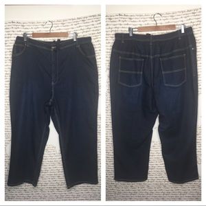 King Size Mens XL Big 42-44 Inch Waist Short Length Denim Drawstring Pants